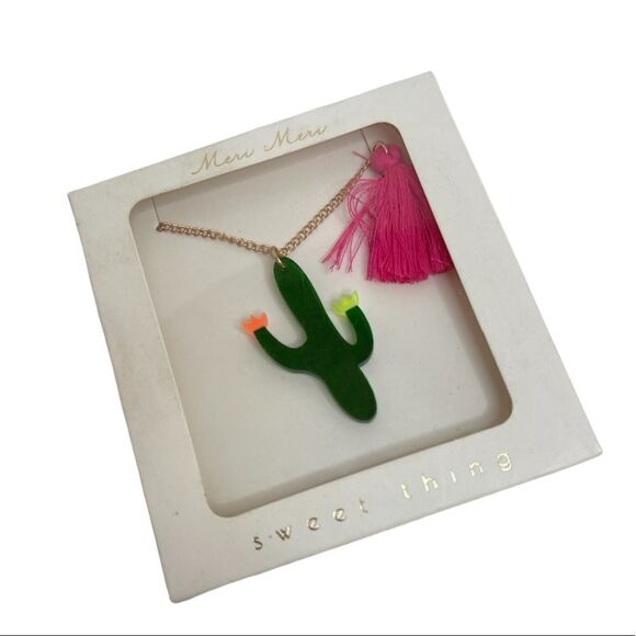 Meri Meri Cactus Necklace Acrylic Epoxy Charm New - Picture 3 of 4